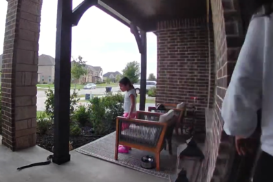 Moment Big Black Snake Ambushes Five-Year-Old Girl on Porch: 'Terrified'